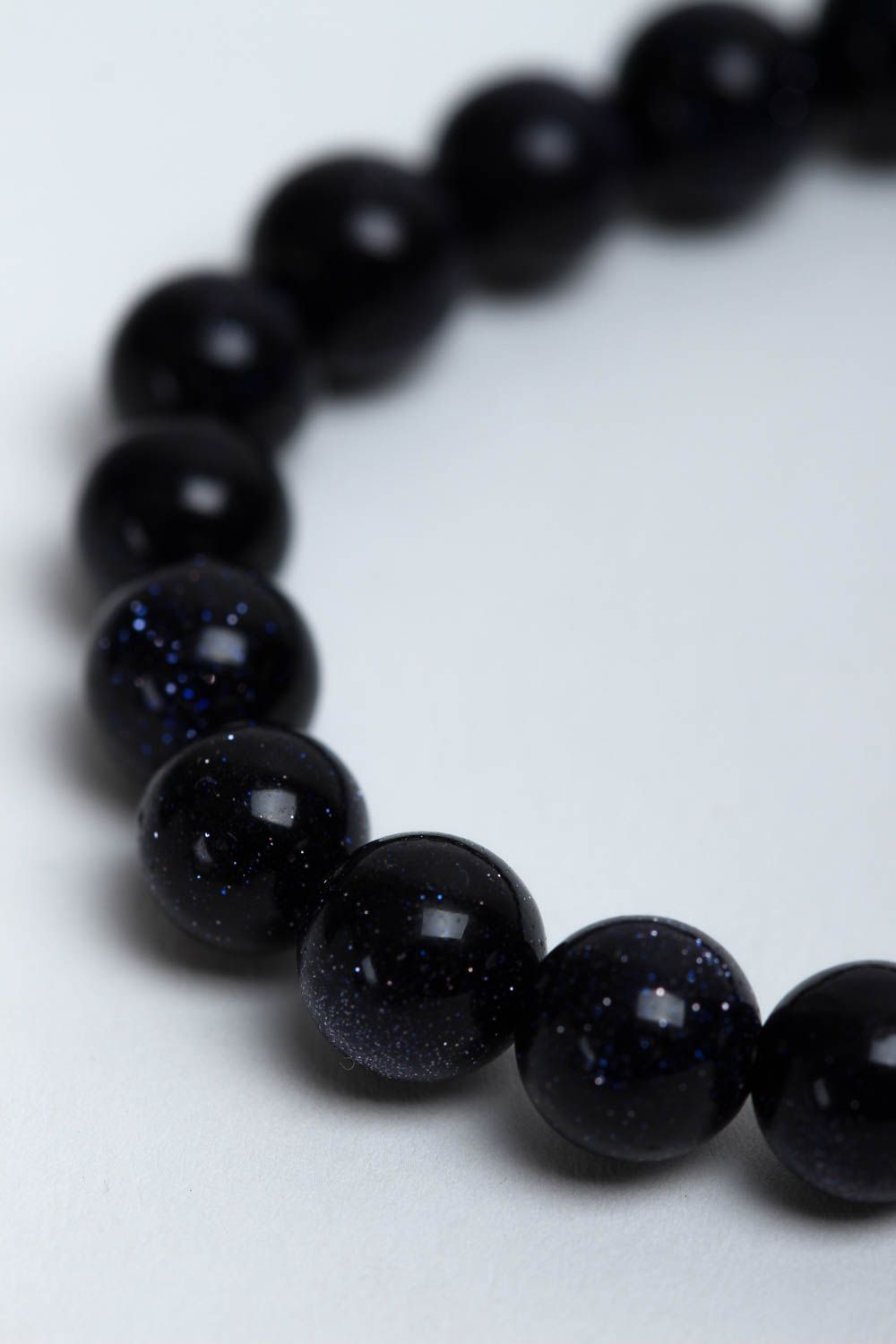 Handmade natural aventurine stone beaded bracelet in black color for young girls photo 3