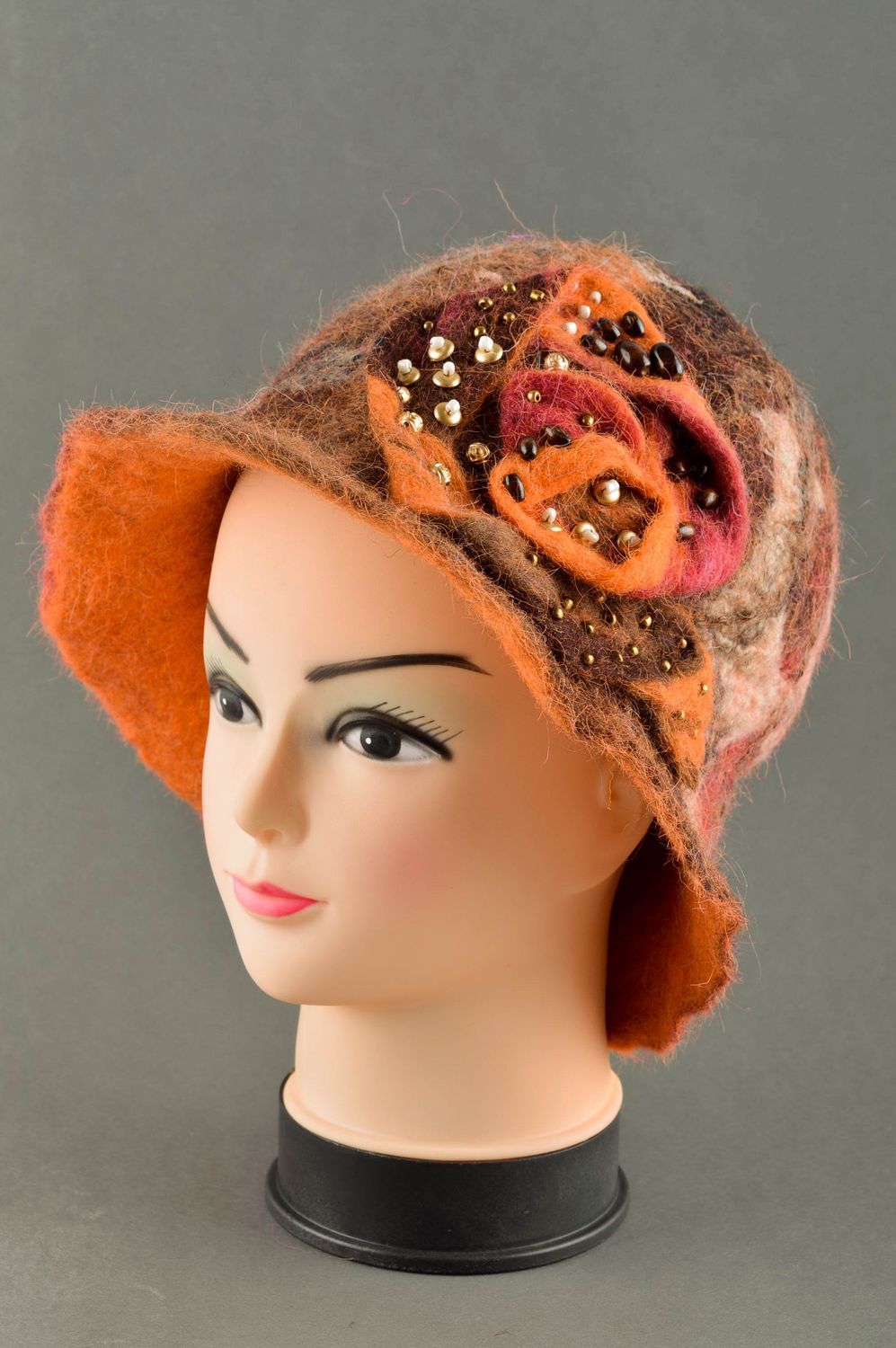 Handmade flower hat with brims winter accessories ladies designer hats photo 1