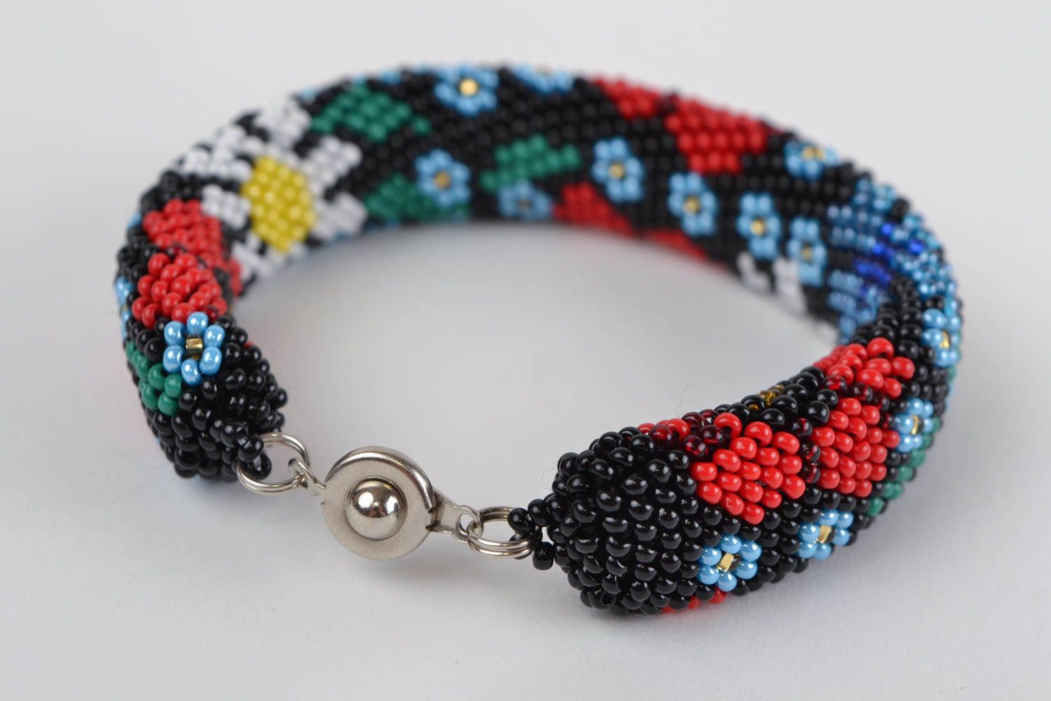 Beaded cord bracelet handmade bracelet with beads seed beads stylish jewelry  photo 5