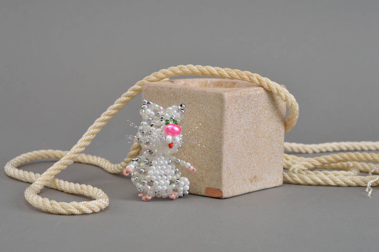 Figura artesanal de gato de abalorios decoración de dormitorios regalo original foto 1