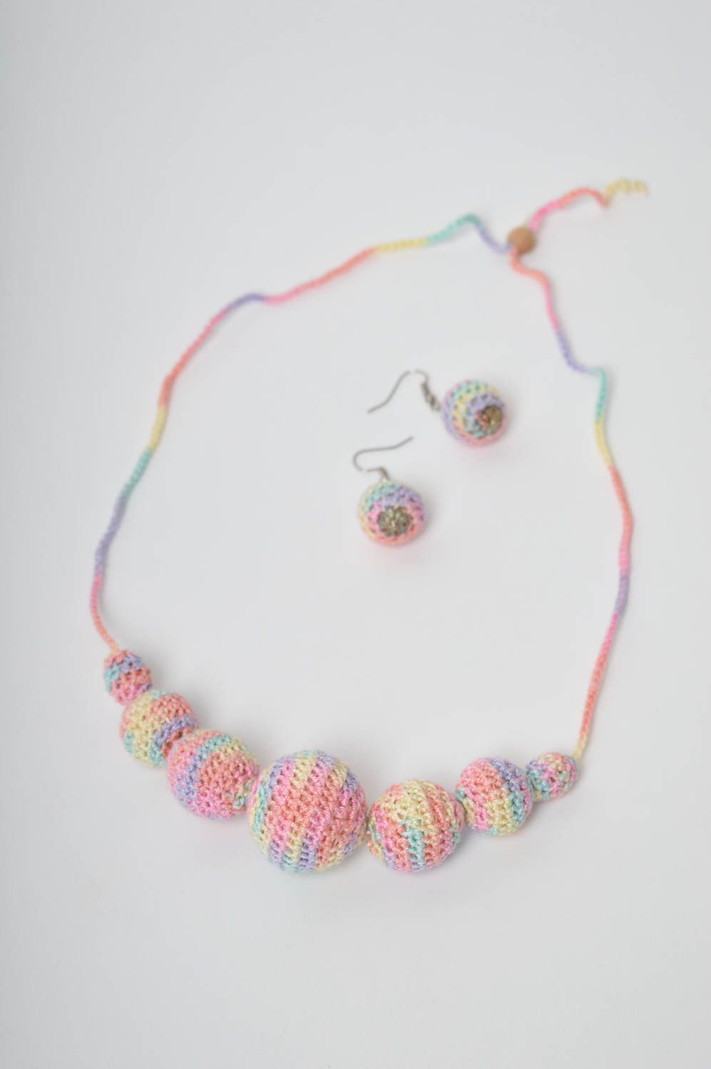 Handmade crochet earrings crochet ball necklace costume jewelry designs photo 2