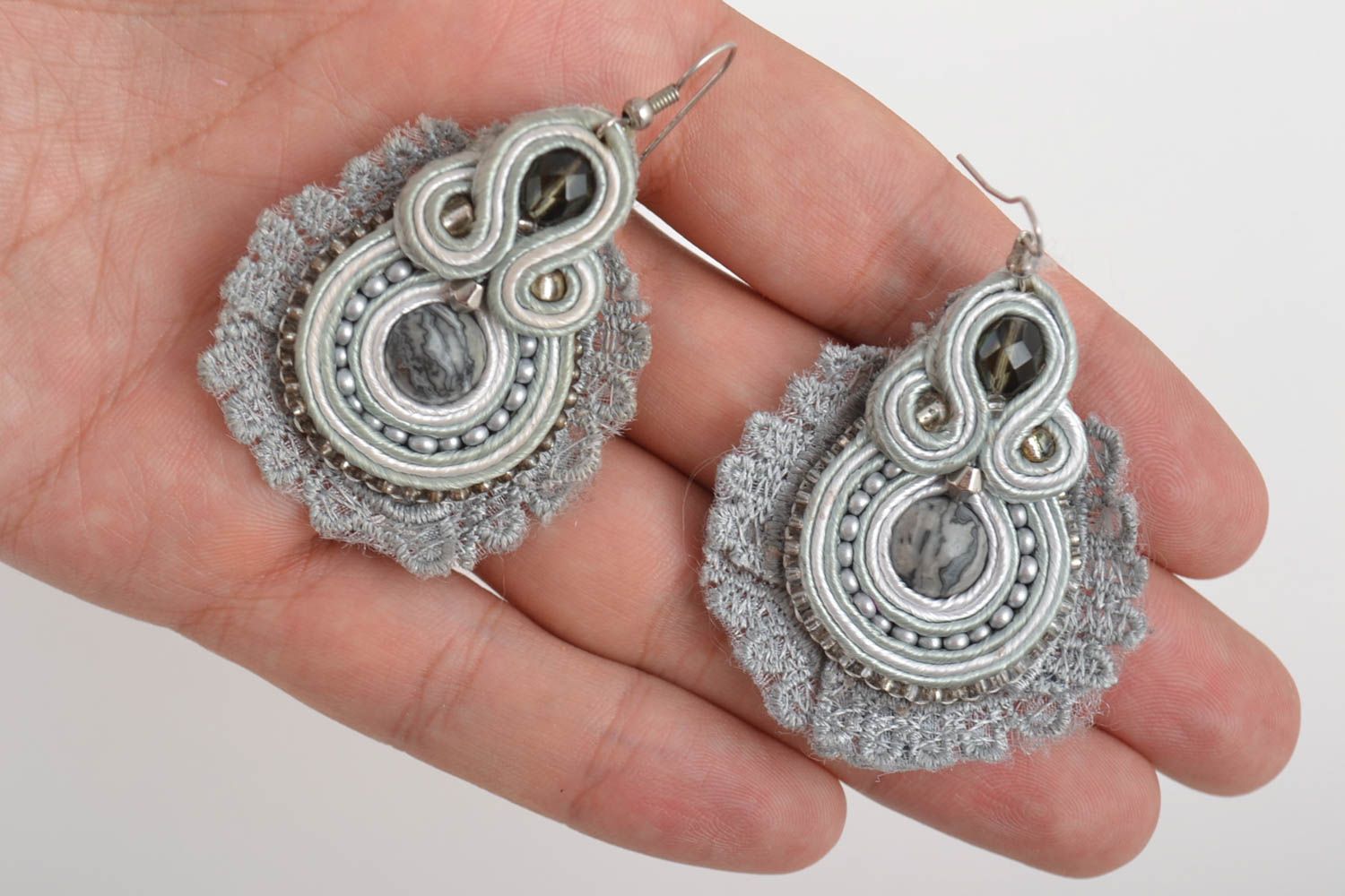 Stylish handmade soutache earrings designer accessories cool jewelry photo 5