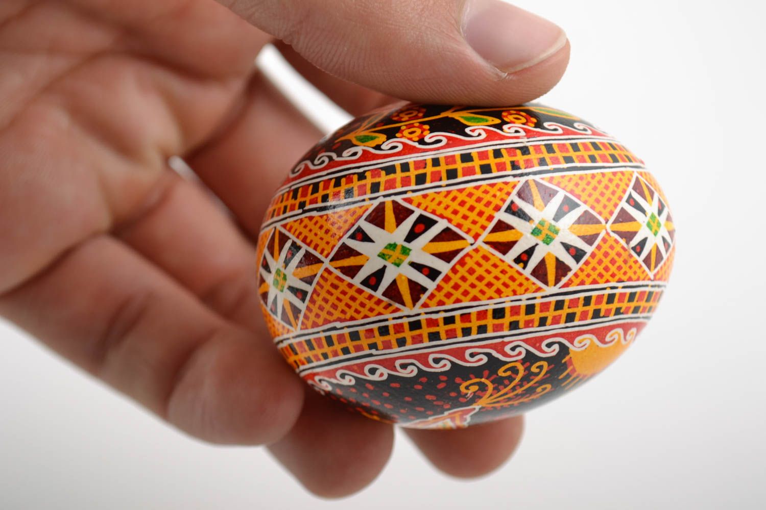 Unusual beautiful handmade painted Easter chicken egg  photo 2