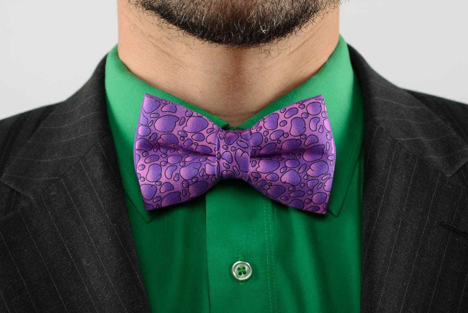 Textile bow tie Purple Bubbles photo 1