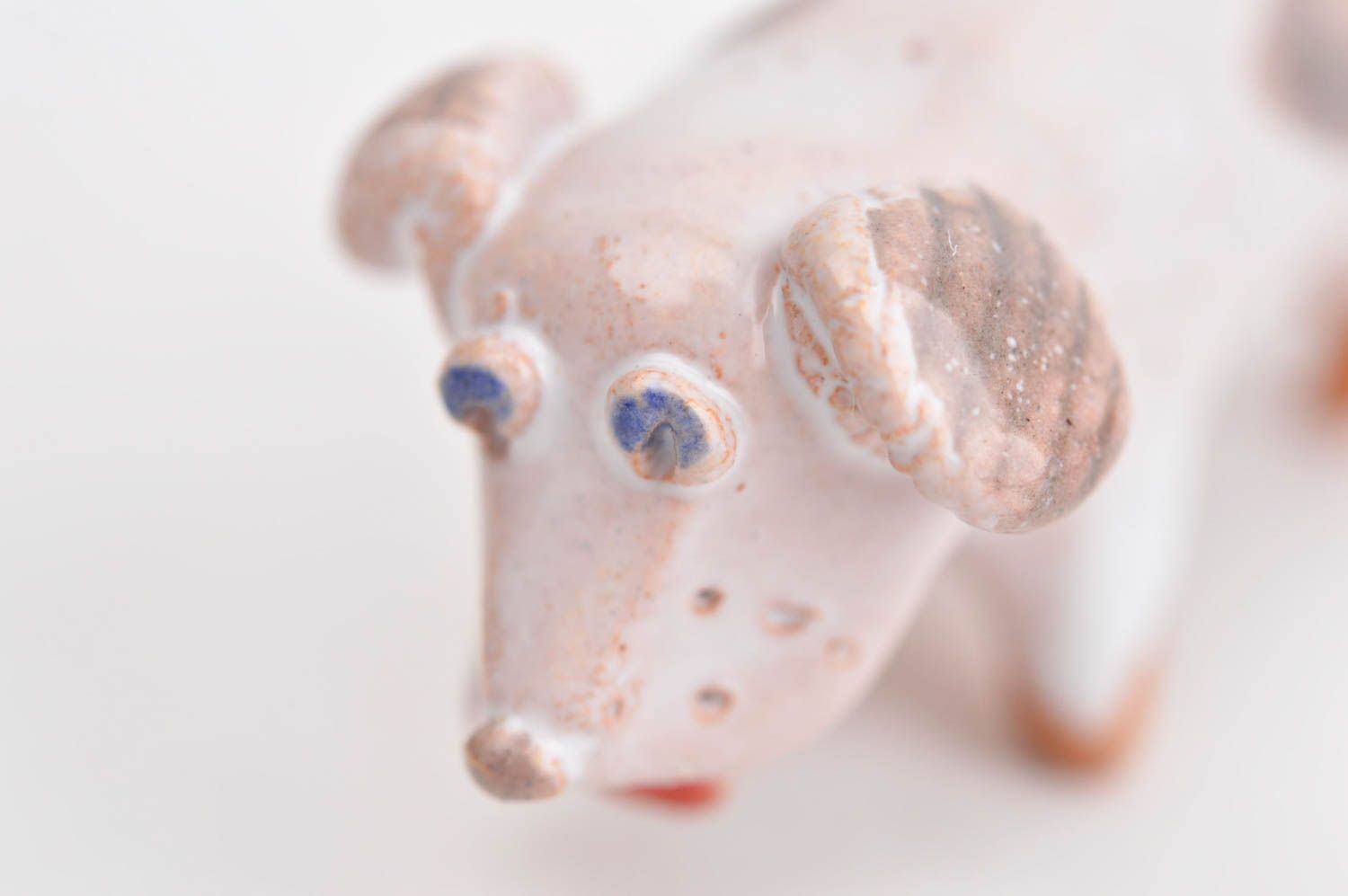 Figurine chien fait main Statuette miniature argile peinte Déco maison orignal photo 10