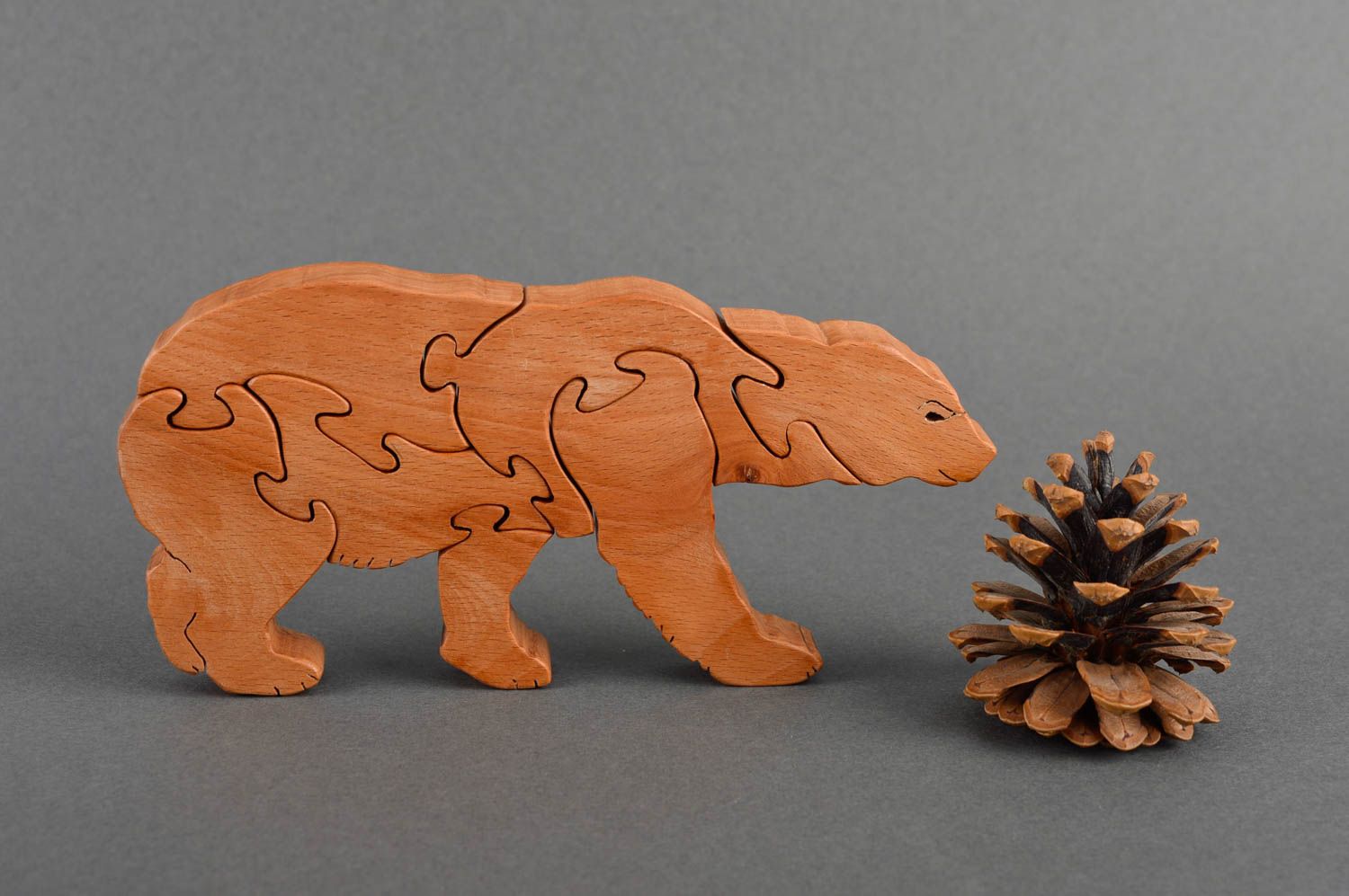 Rompecabeza de madera artesanal pasatiempo original oso juguete infantil foto 1