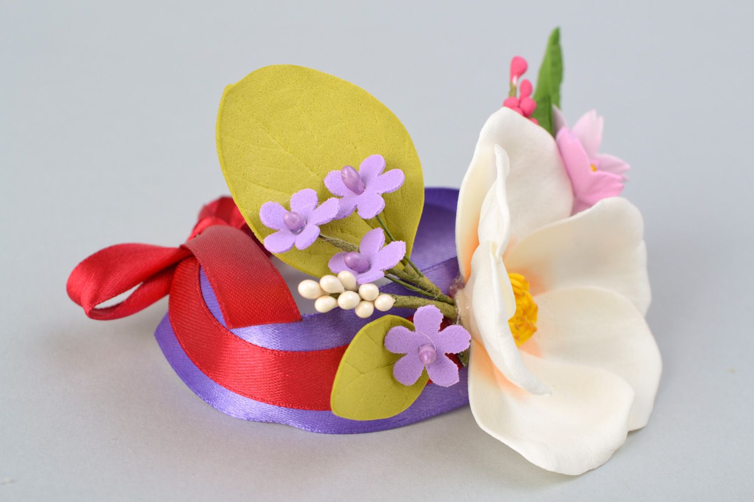 Pulsera para dama de honor con flores artificiales hechas a mano de fom bonita foto 4