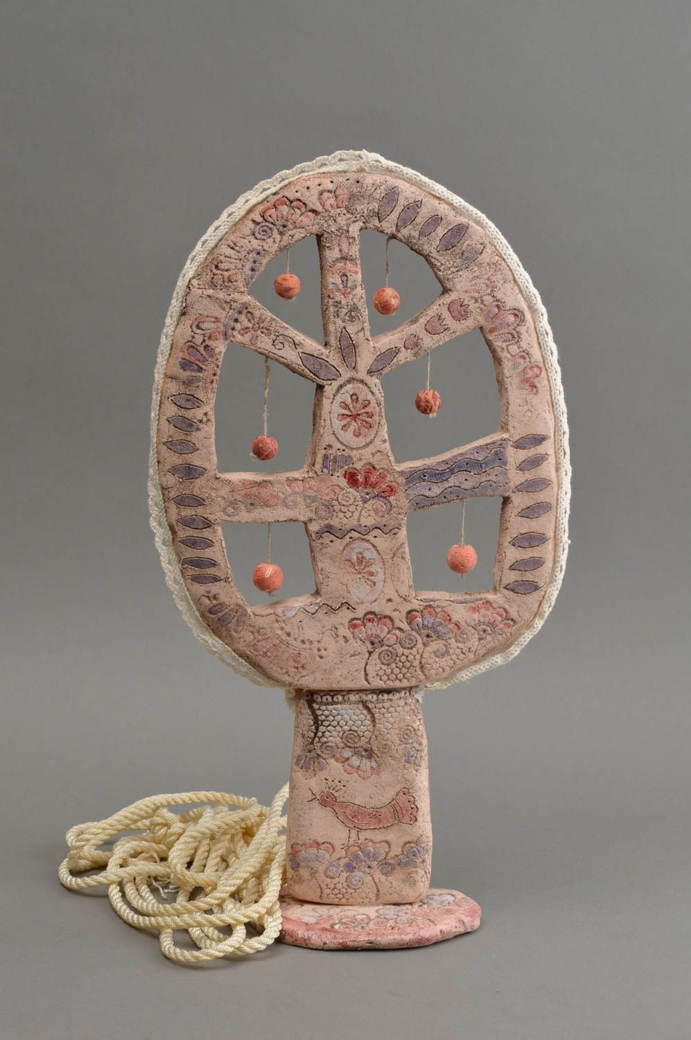Статуэтка из шамотной глины расписанная глазурью ручной работы Дерево желаний фото 1