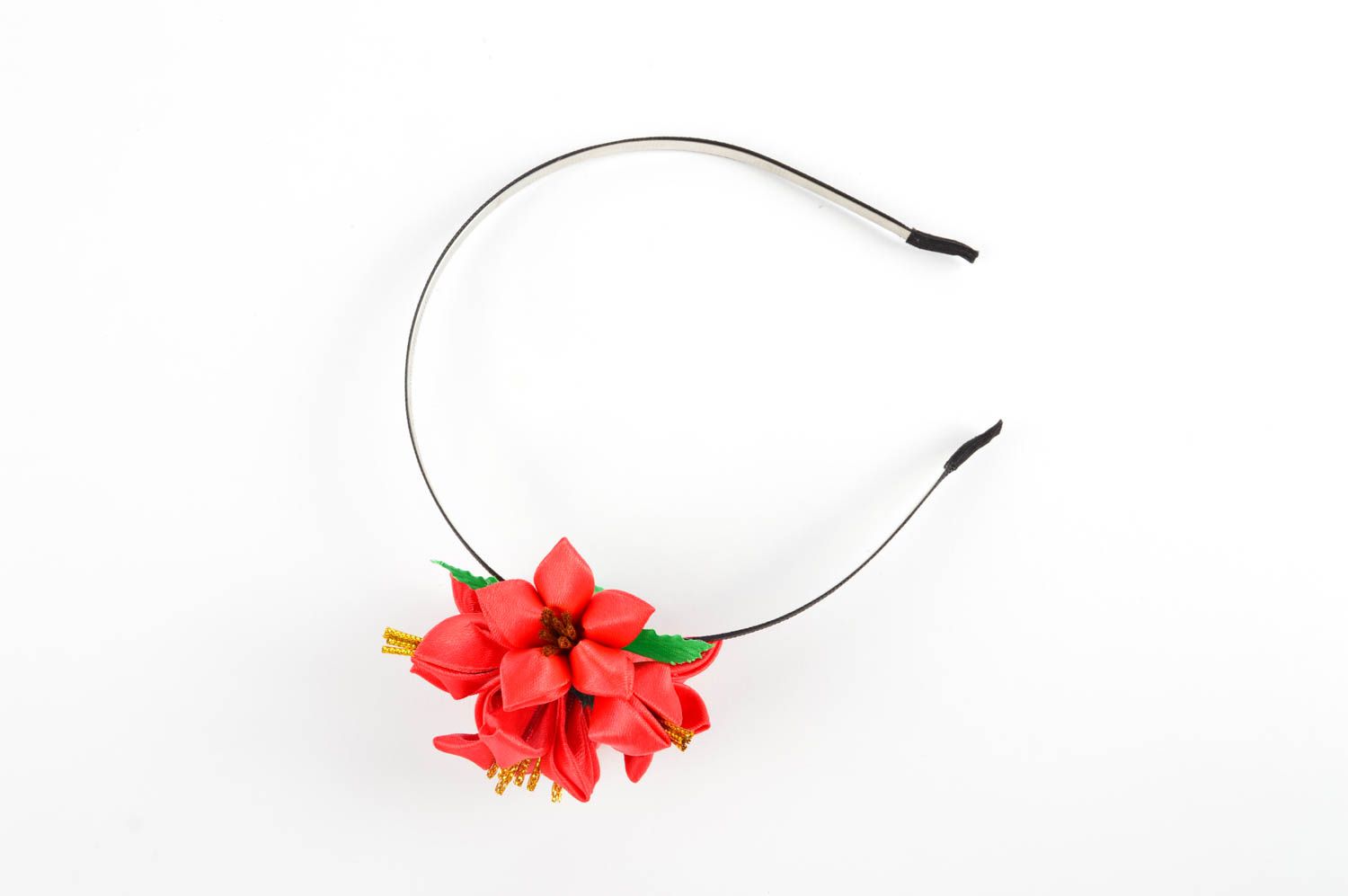 Serre-tête fleur fait main Accessoire cheveux rouge original Cadeau pour femme photo 3