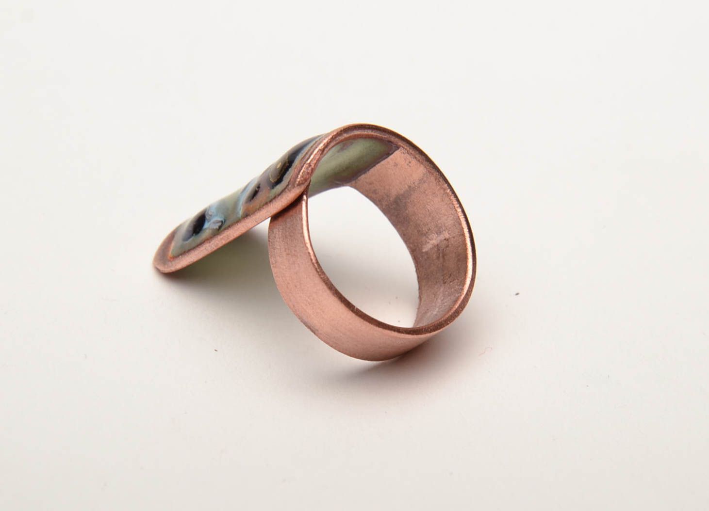 Перстень из меди кольцо с горячей эмалью фото 3