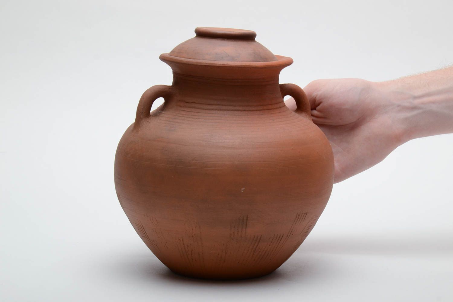 Brocca di terracotta fatta a mano vasetto di argilla stoviglie in ceramica foto 6