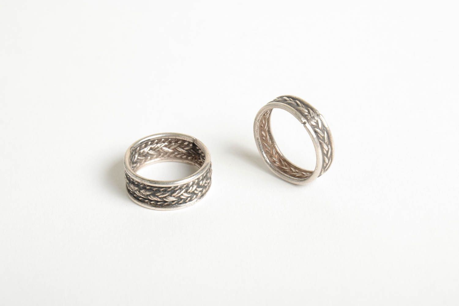 Серебряные кольца ручной работы женские кольца серебряные украшения набор 2 шт фото 4