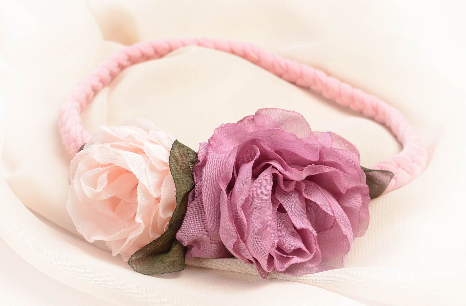 Аксессуар для волос handmade повязка для девочки розовая повязка для волос фото 5