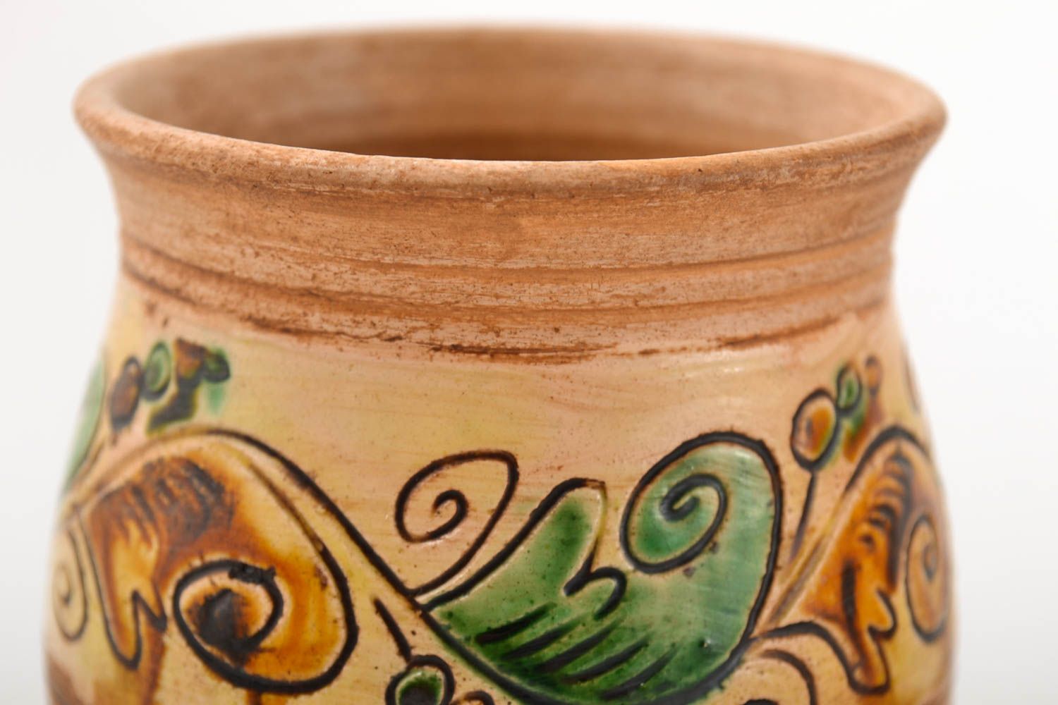 Ton Flasche handgemachte Keramik Becher aus Ton Flasche Geschenk bemalt foto 4