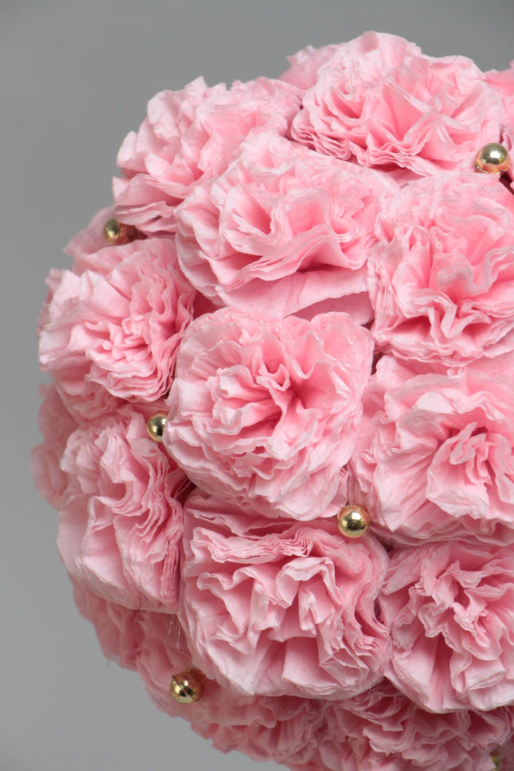Розовое дерево счастья ручной работы с розами из салфеток и атласных лент оригинальное фото 3