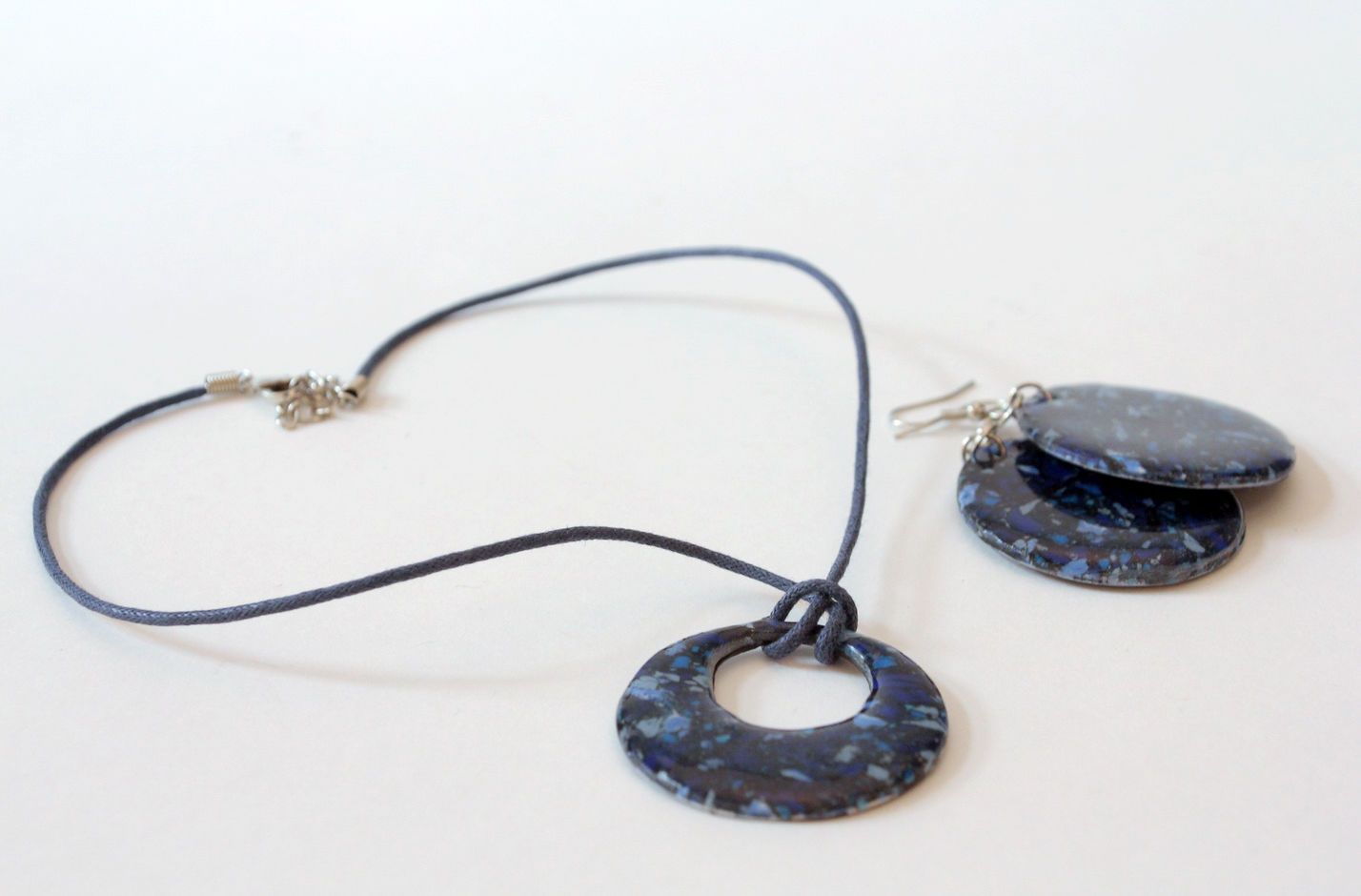 Jewelry set made ​​of polymer clay with epoxy resin photo 2