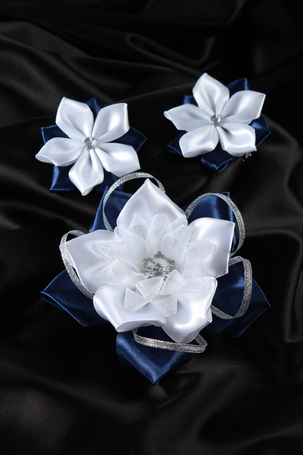 Handmade Haarspangen Set Haarschmuck Blumen Mode Accessoires 3 Stück weiß foto 1