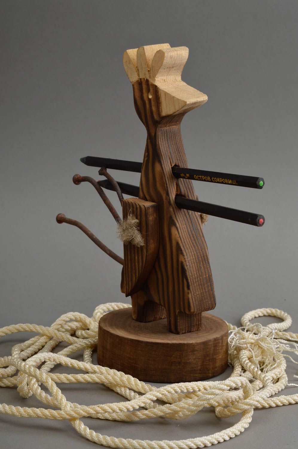 Unusual handmade wooden figurine designer statuette wooden handicrafts photo 1