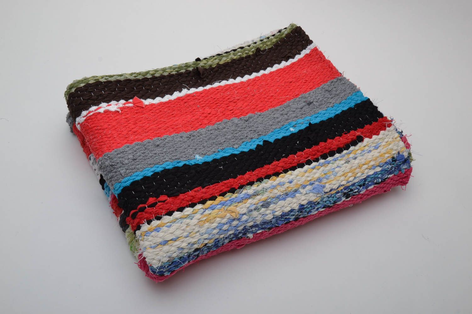 Handmade woven striped rug photo 4