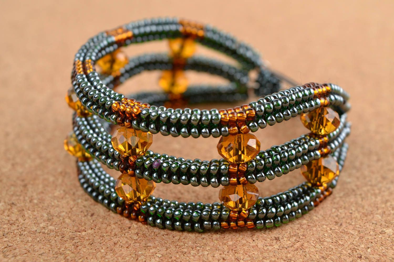 Three layers handmade beaded bracelet for women photo 1