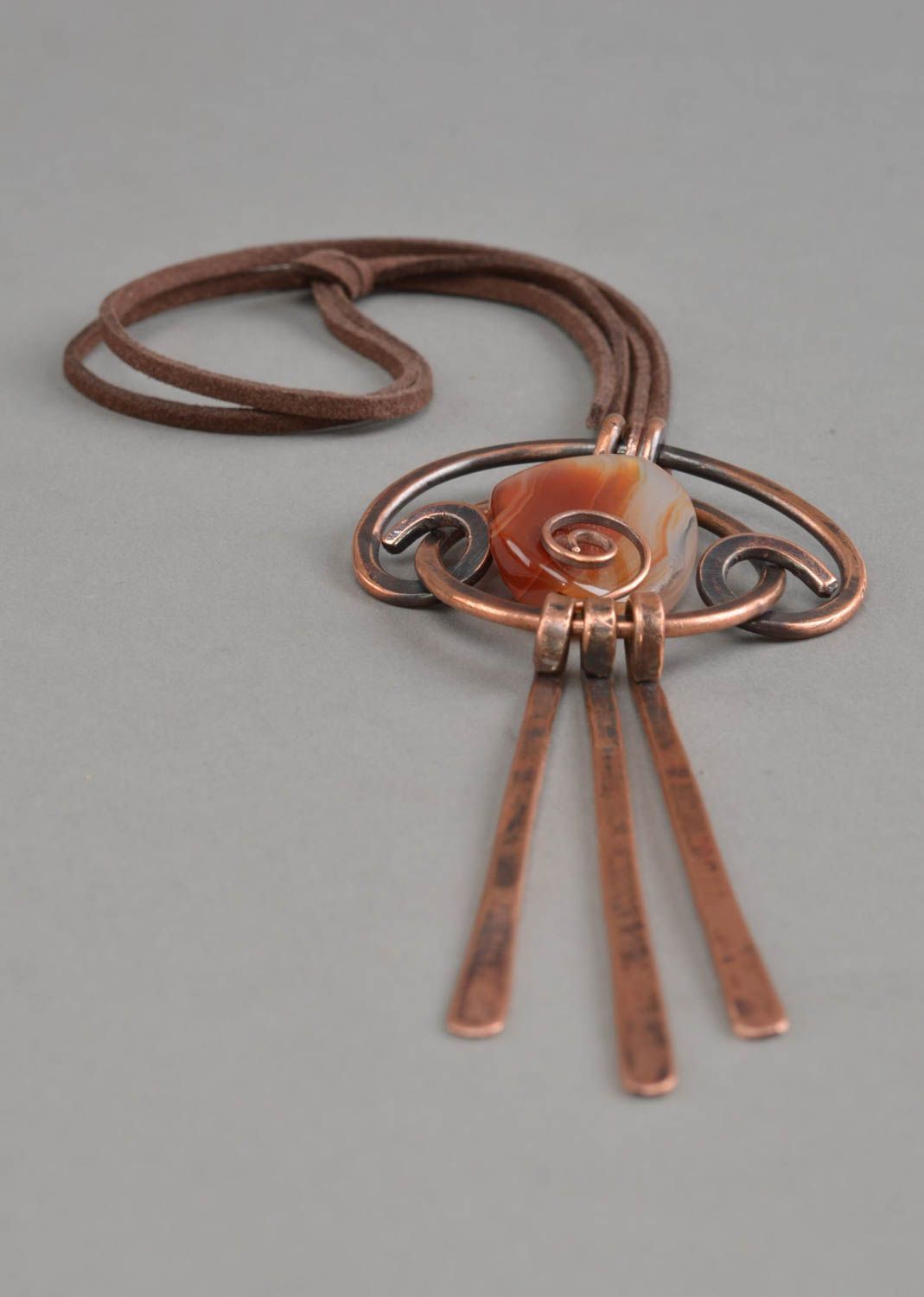 Copper handmade pendant unusual stylish accessory designer beautiful jewelry photo 3