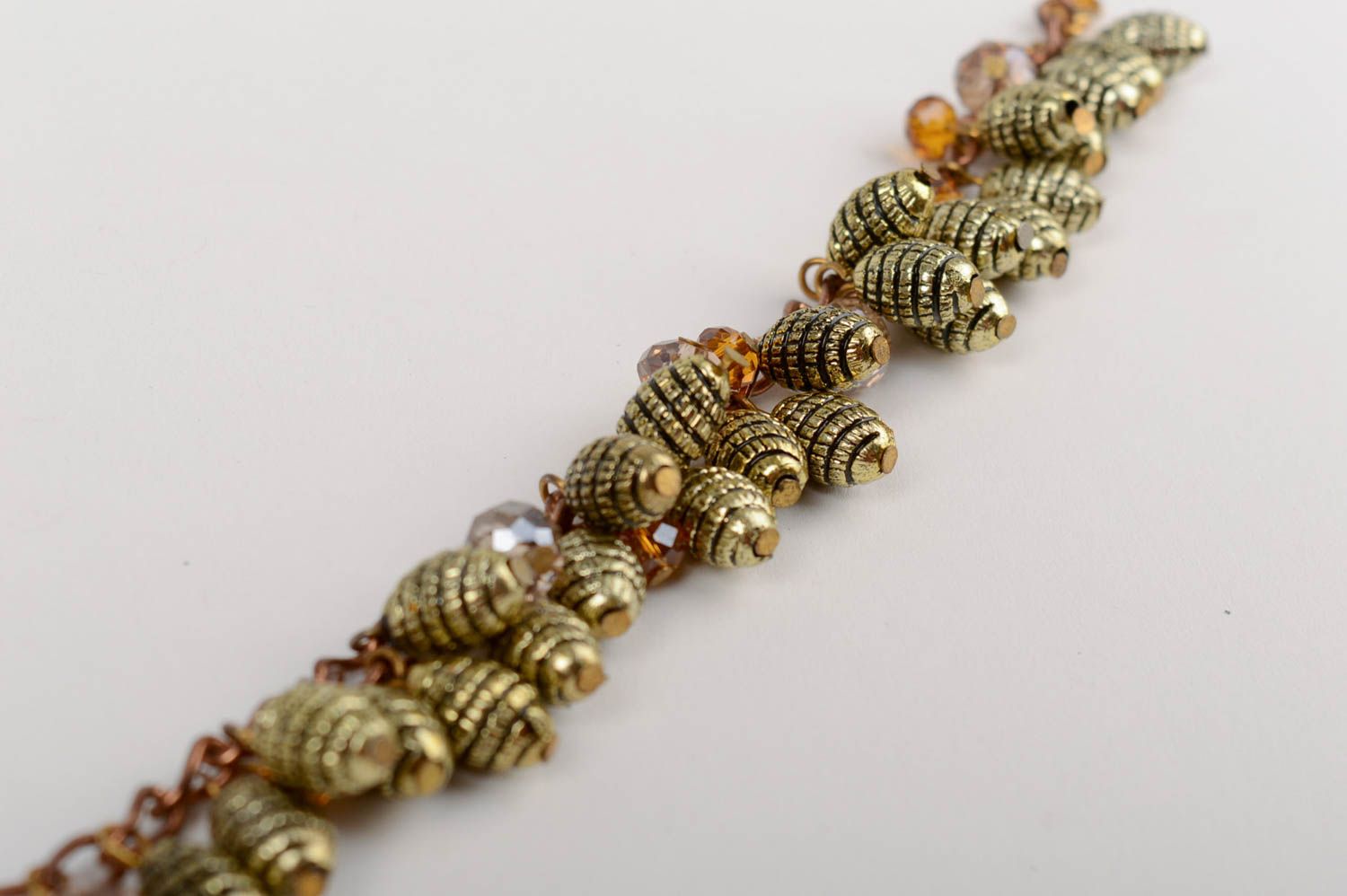 Unusual stylish handmade designer crystal bead bracelet with charms photo 3