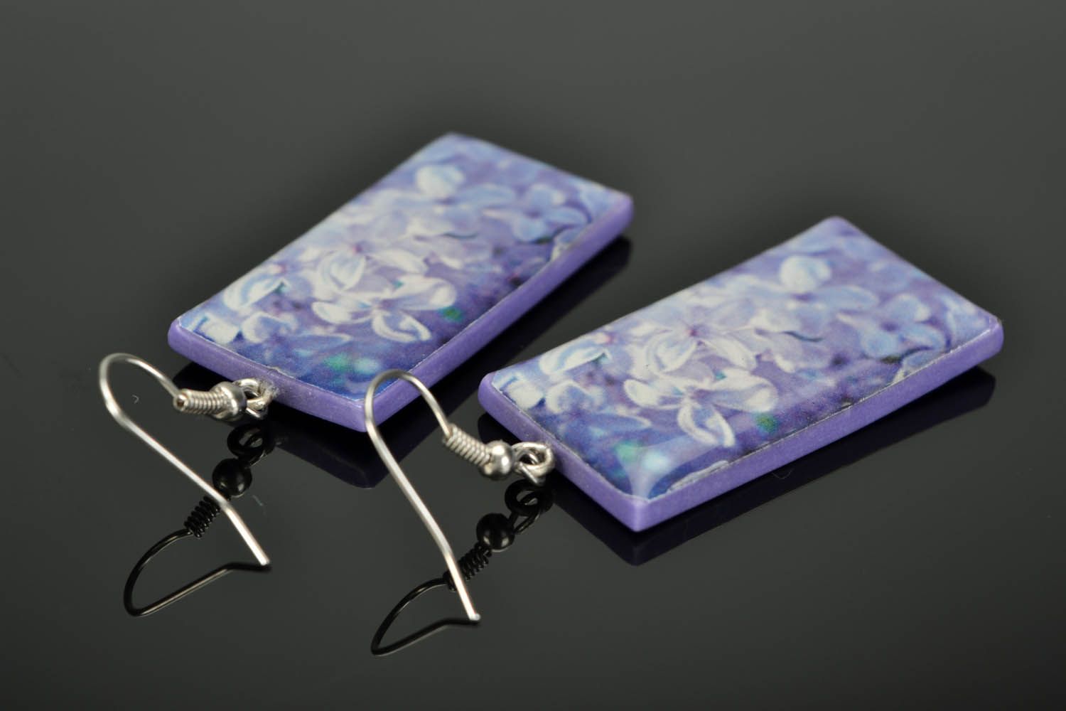 Earrings made of polymer clay and glaze photo 1