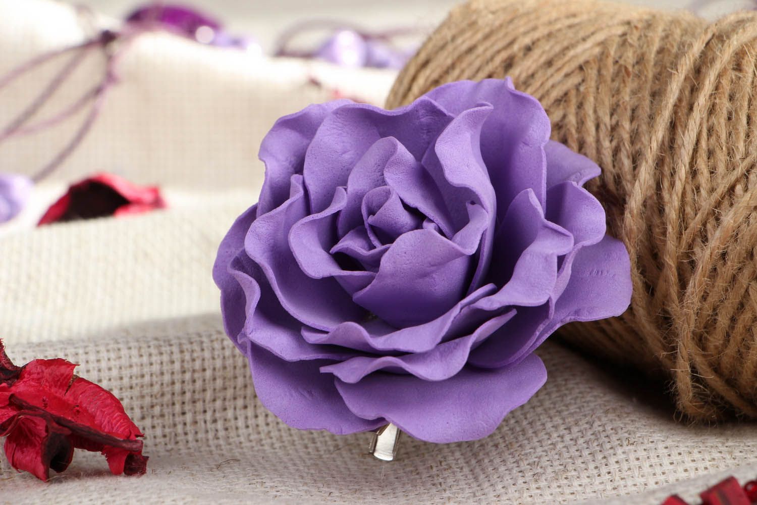 Заколка для волос Фиолетовая роза фото 4