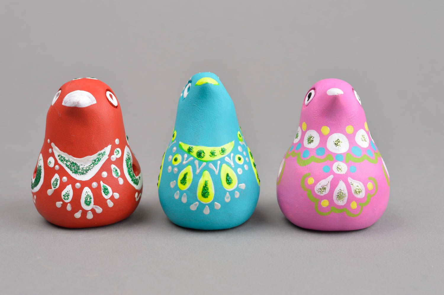 Глиняные сувениры хэнд мейд свистульки из глины керамические свистульки 3 птицы фото 3