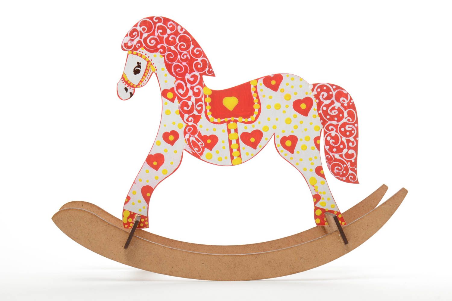 Small handmade painted plywood toy rocking horse for children photo 2