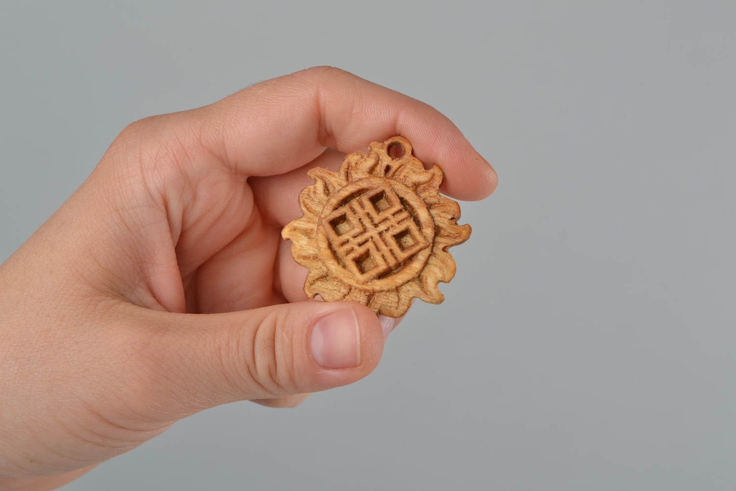 Handmade carved wooden natural wooden Slavic protective amulet pendant Mokash photo 2