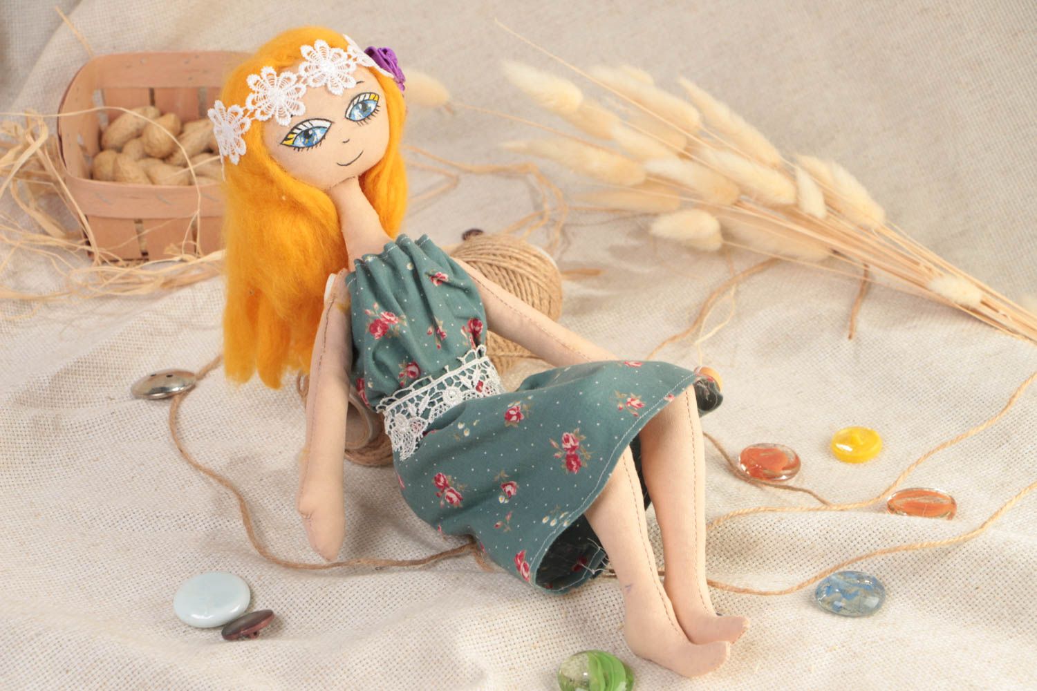 Handmade beautiful designer cotton fabric interior soft doll with vanilla aroma  photo 1
