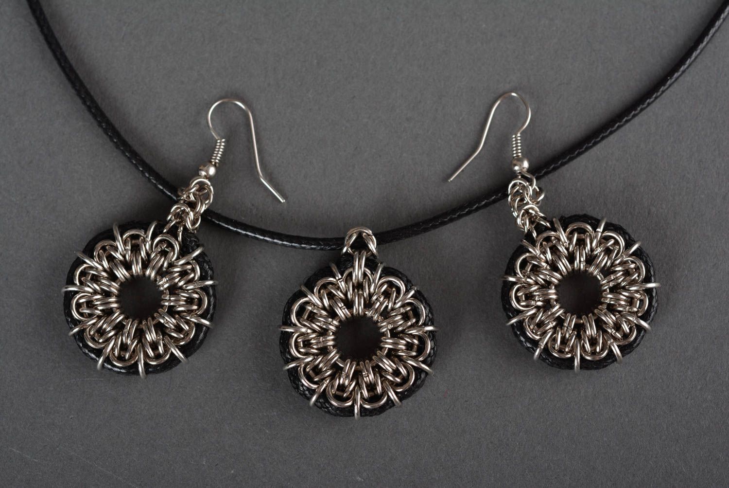 Handmade metal jewelry metal earrings metal pendant handmade accessories photo 2