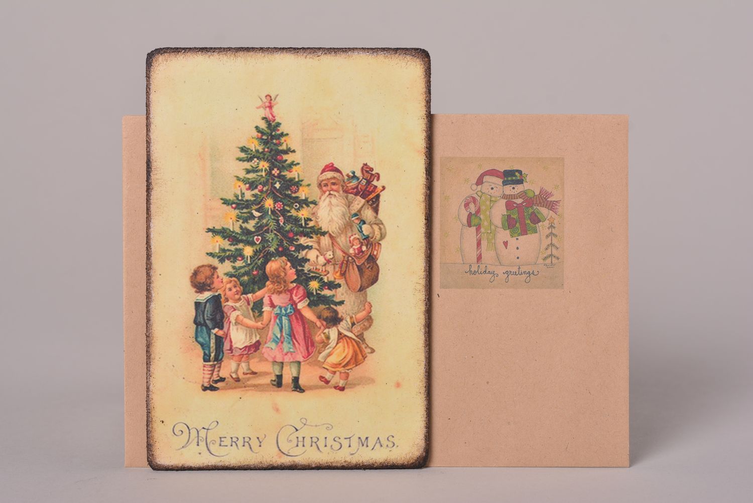 Handgemachte schöne Grusskarte Postkarte Holz Grußkarte Designer Weihnachten  foto 1