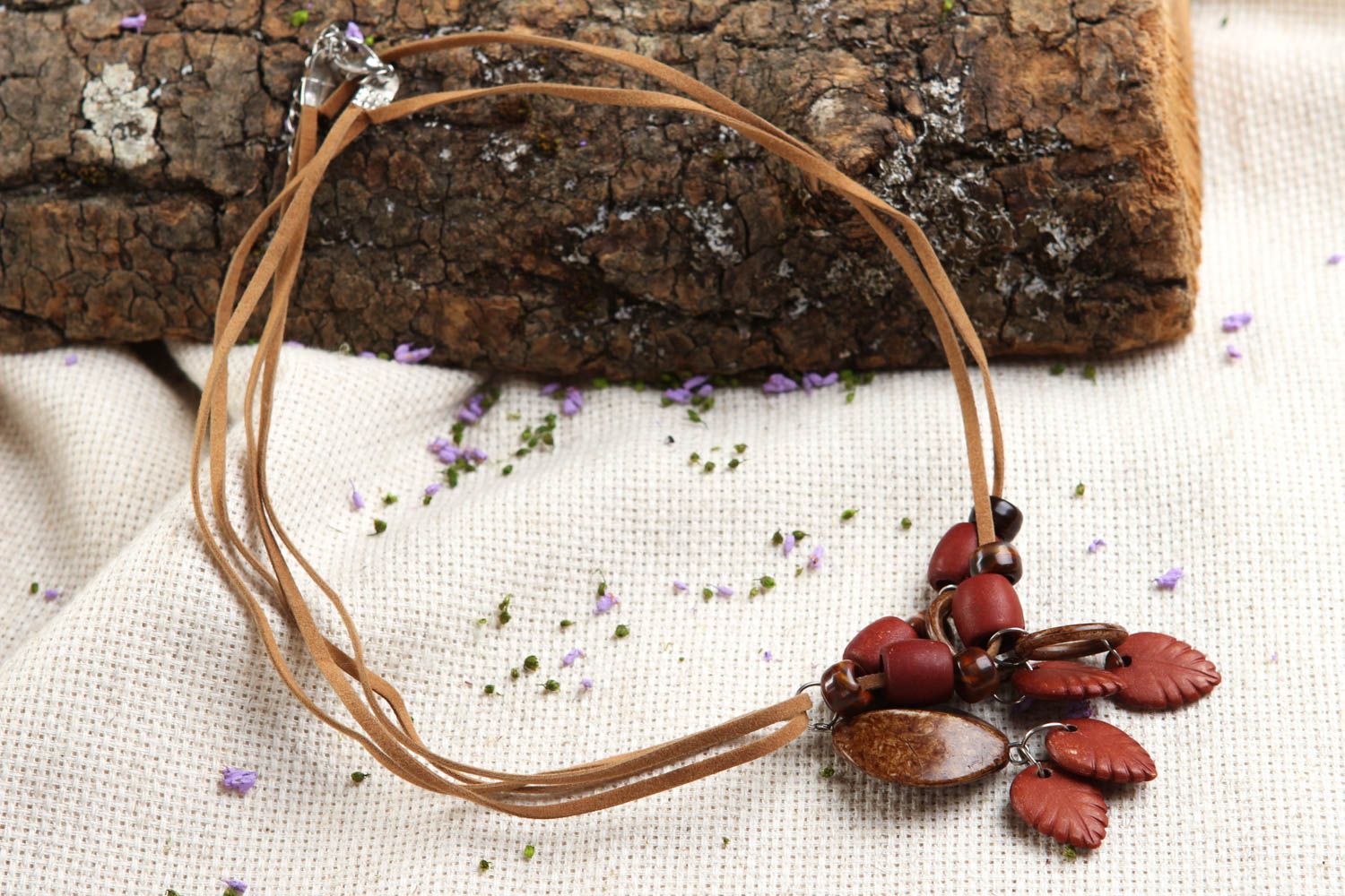 Collar de cuero hecho a mano de cuentas bisutería de moda accesorio para mujer foto 1