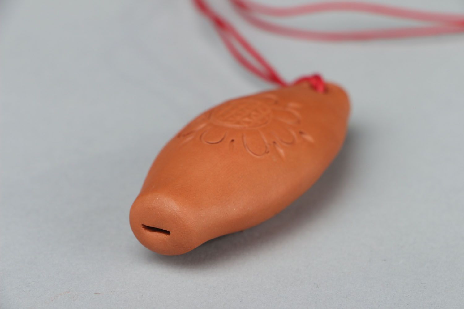 Clay whistle with ornament photo 2