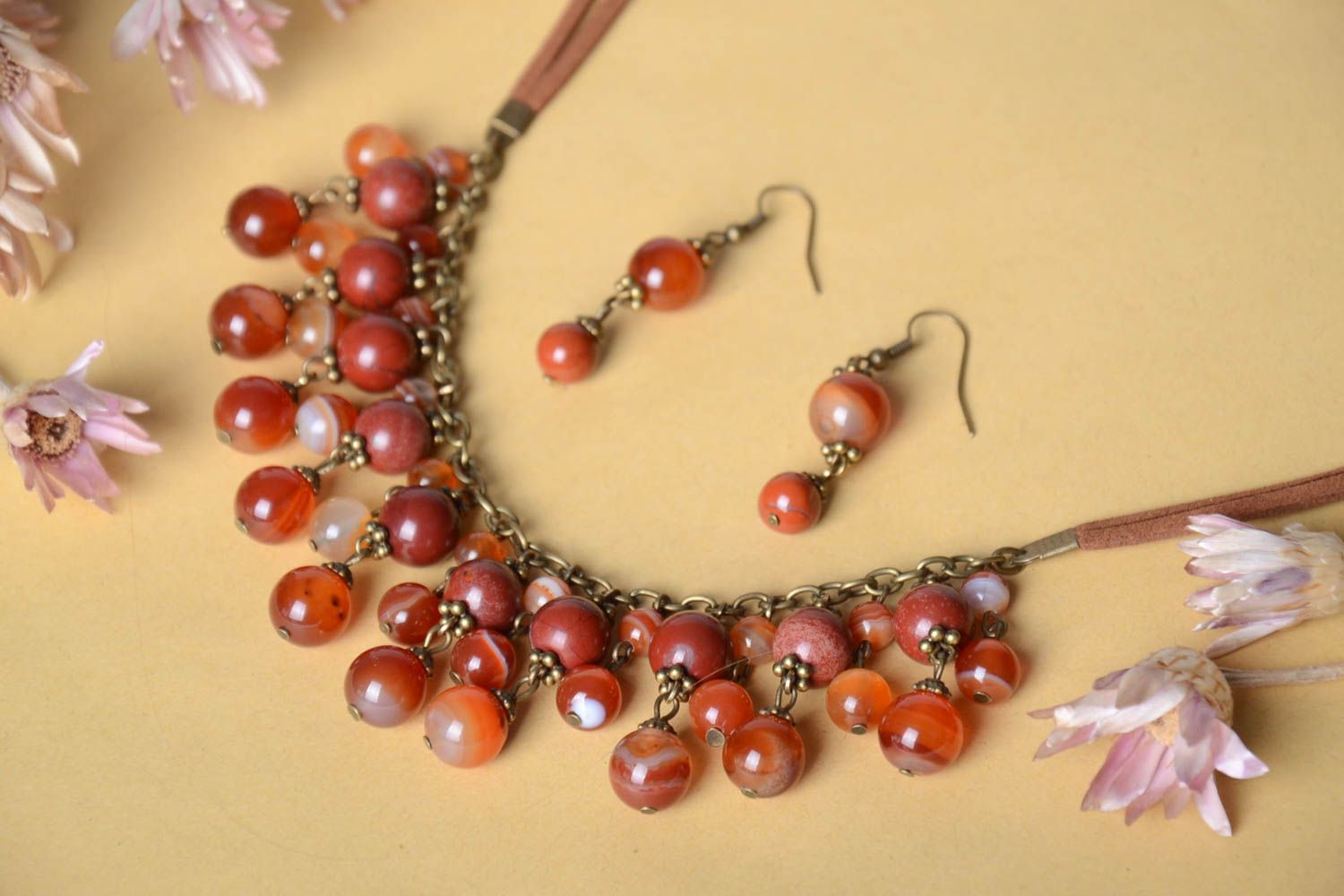 Handmade natural stone accessories elegant jewelry set designer gift for her photo 1