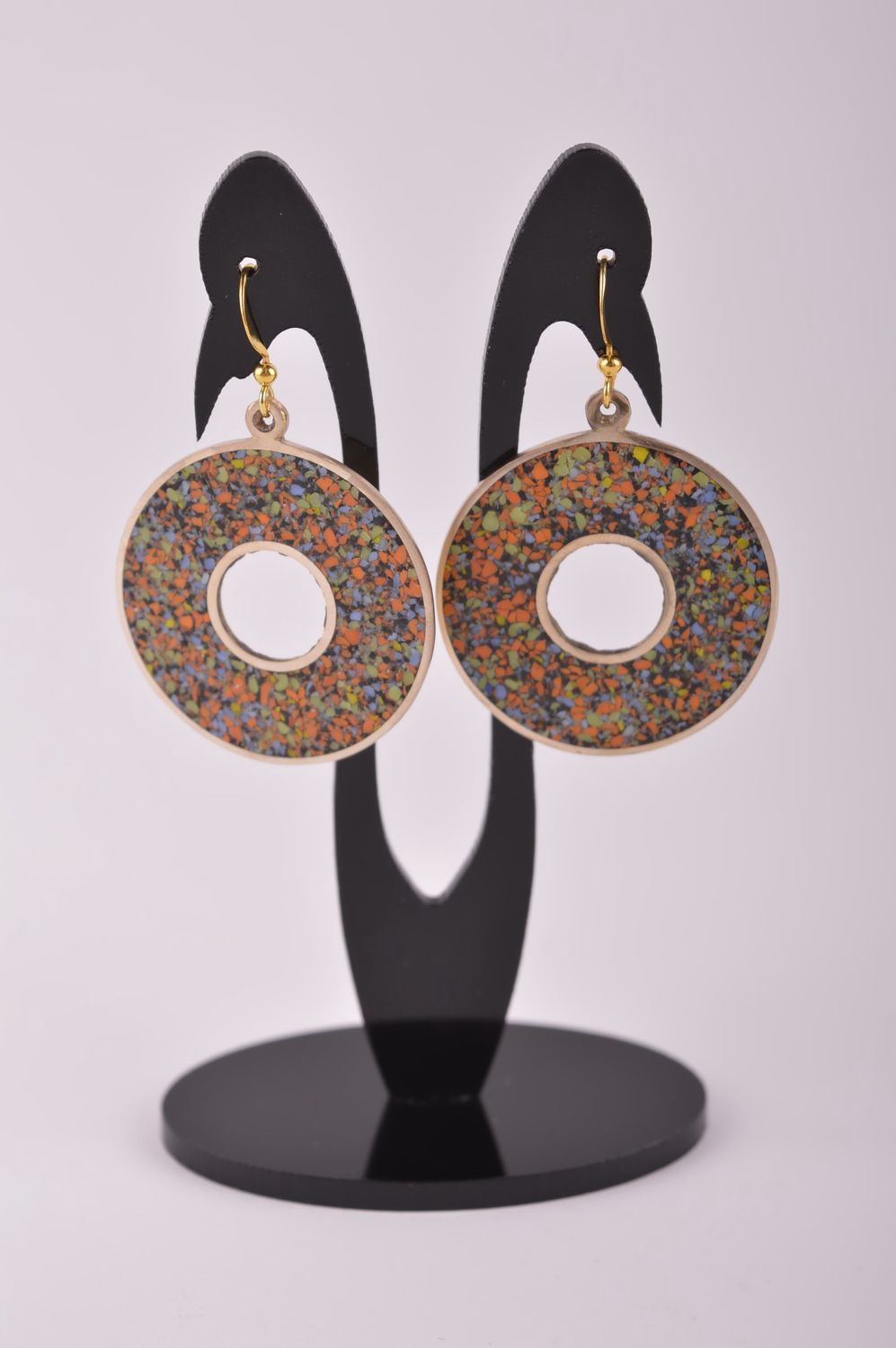 Round handmade brass earrings gemstone earrings metal jewelry designs gift ideas photo 2