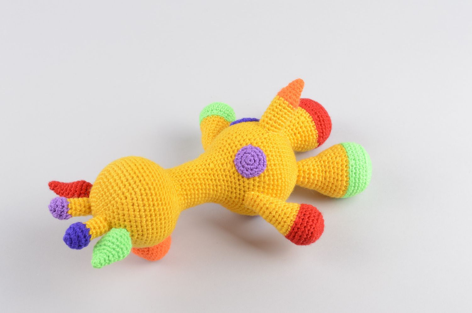 Handmade Häkel Kuscheltier Spielzeug Giraffe Designer Geschenk aus Acryl gelb foto 3