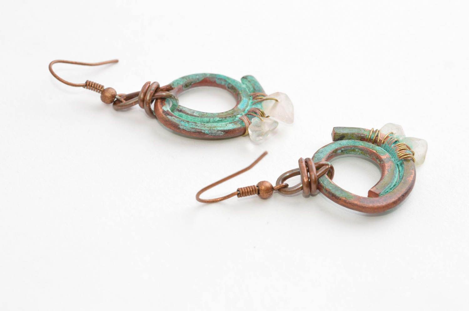 Handmade earrings unusual accessories designer jewelry copper earrings photo 4