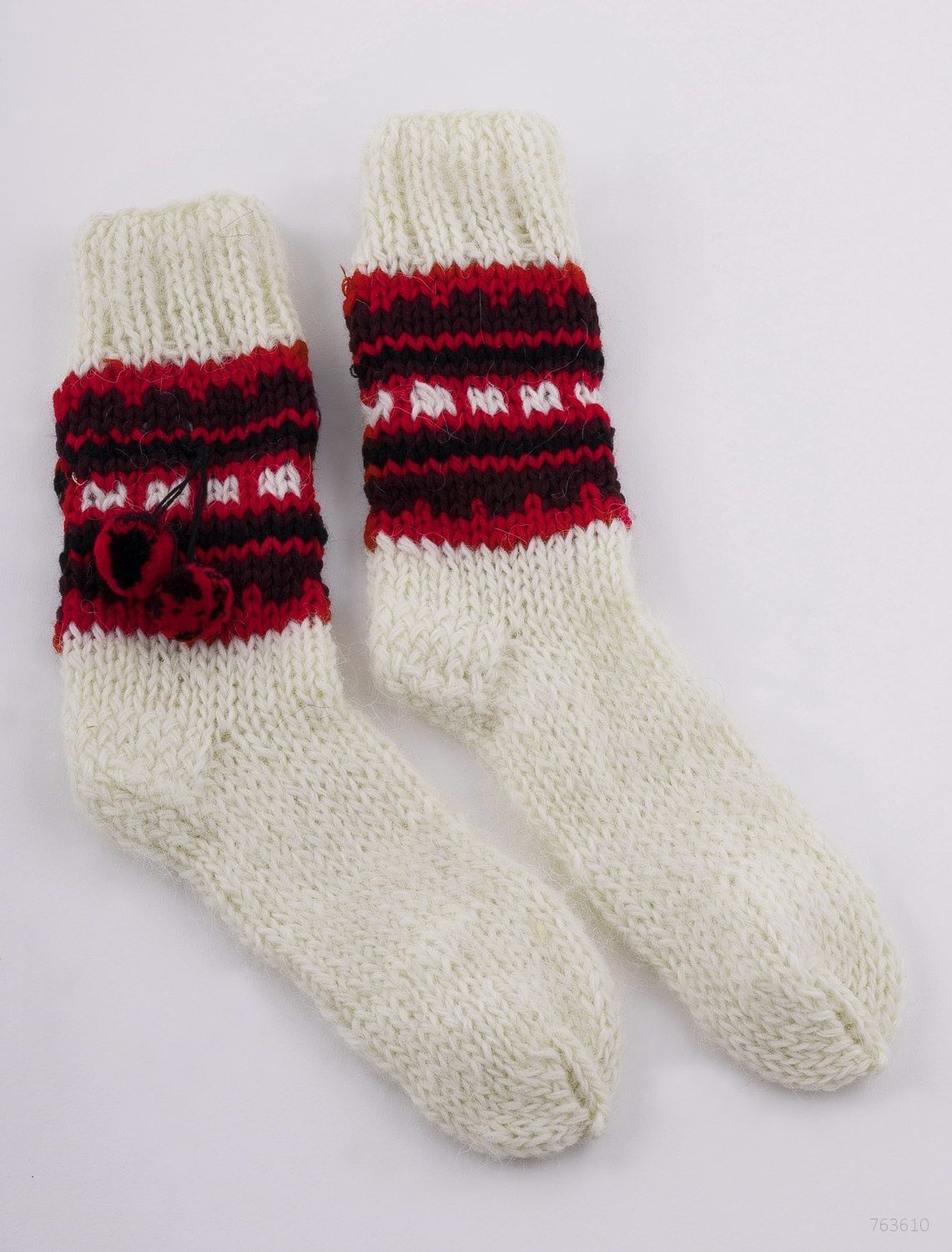 White wool socks with ornament photo 2