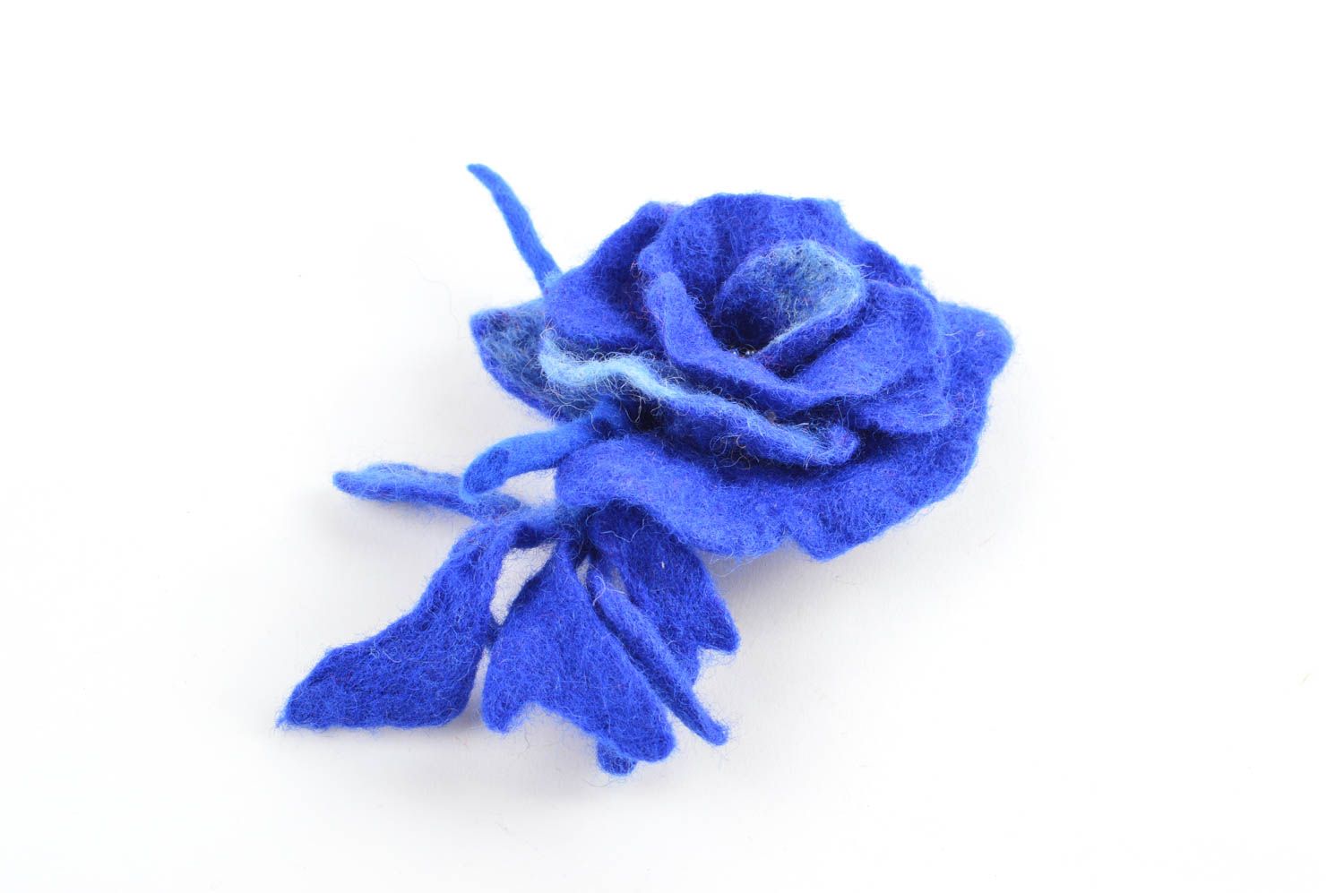 Broche de moda de lana natural azul bisutería artesanal regalo original foto 1