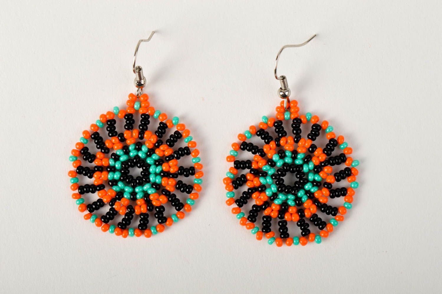 Handmade festive earrings beaded bright earrings unusual colorful jewelry photo 4