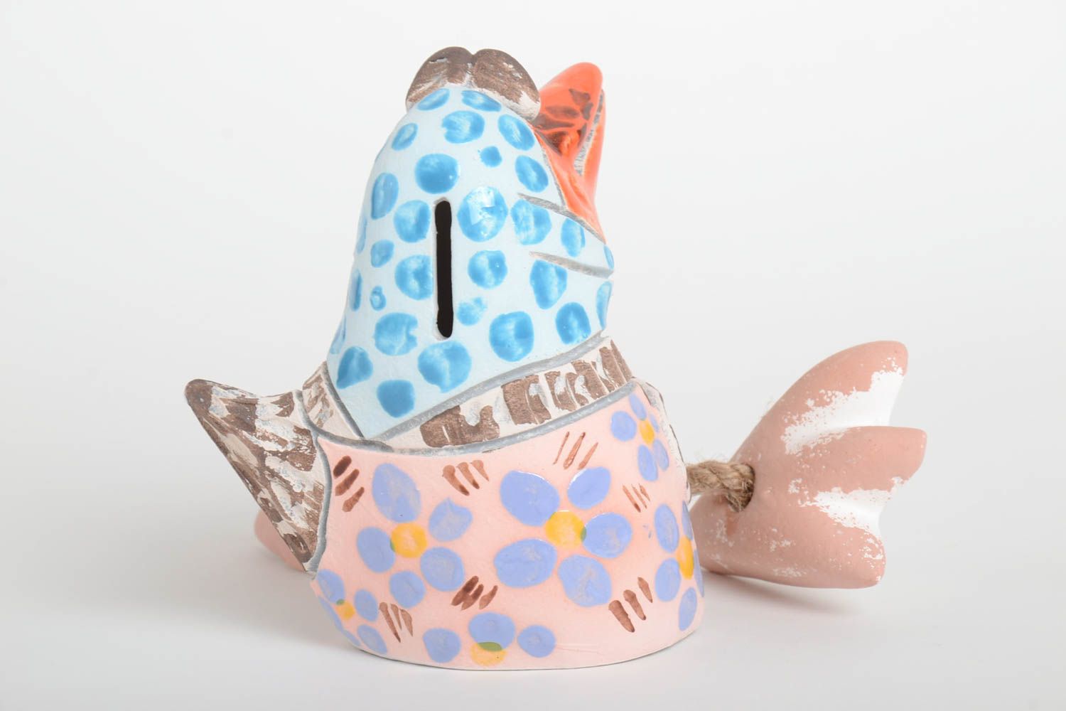 Keramik Spardose handmade Haus Deko Geschenk für Kinder Vogel originell foto 5