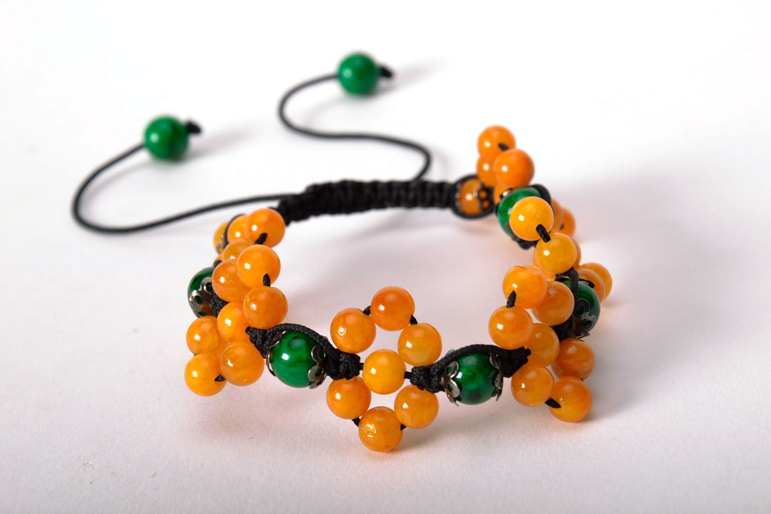 Woven bracelet with citrine and malachite photo 3