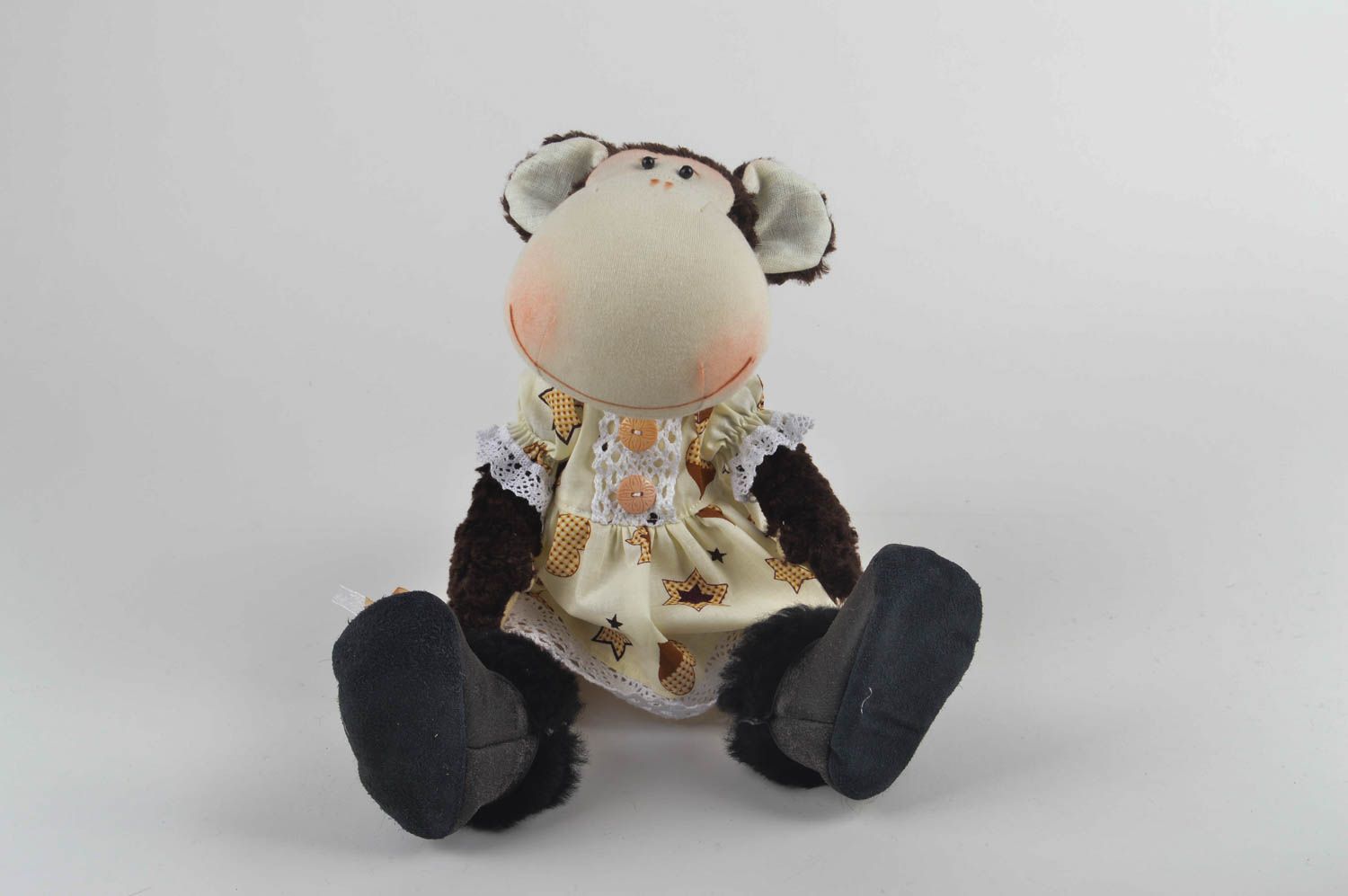 Игрушка обезьяна хэнд мэйд детская игрушка из льна мягкая игрушка необычная фото 5