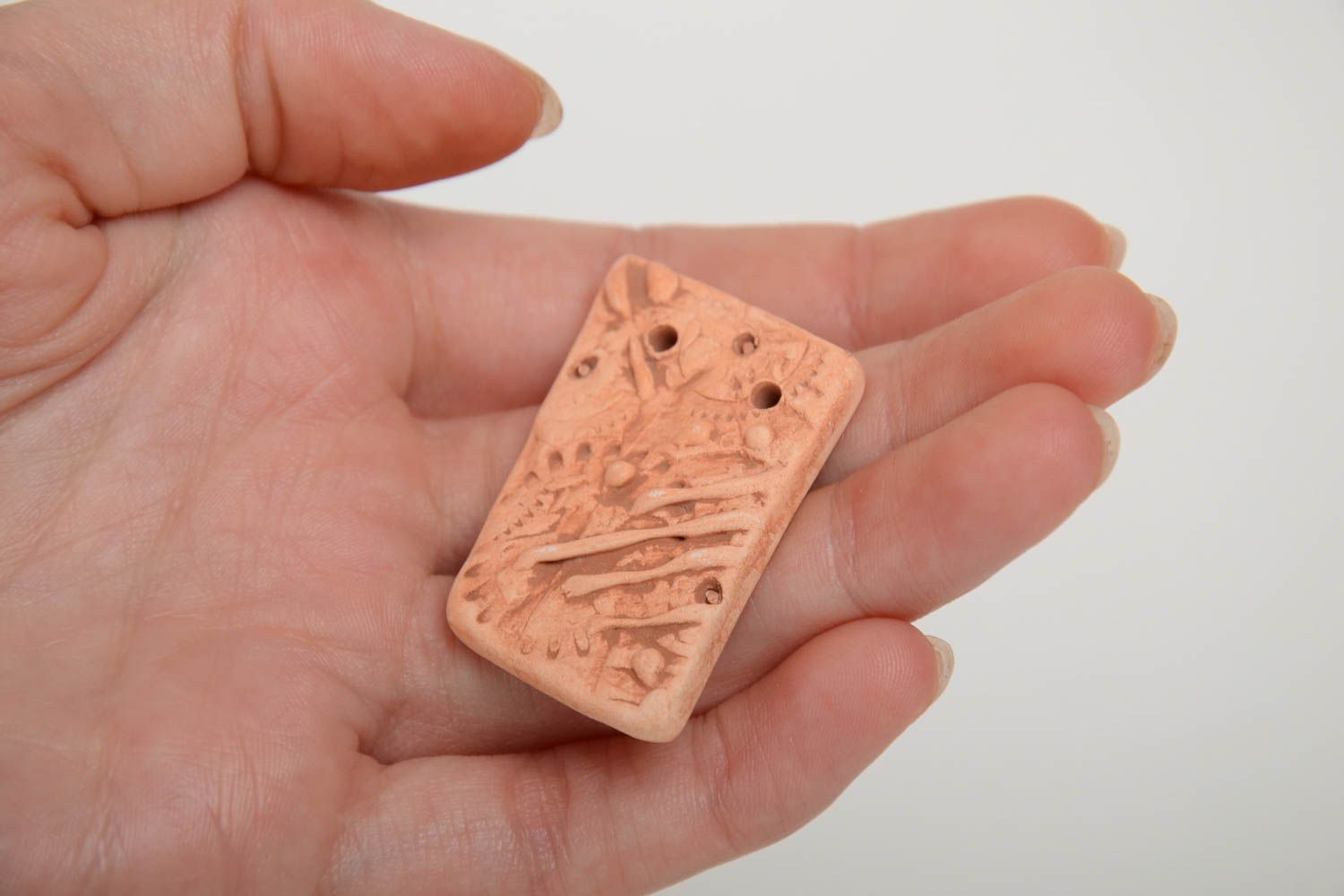 Unusual homemade DIY ceramic pendant craft blank for jewelry making photo 5