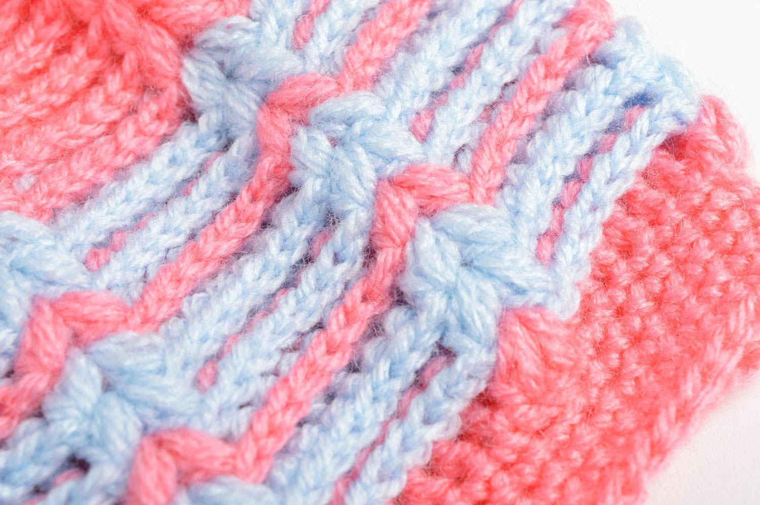 Bonnet tricot fait main Chapeau au crochet Accessoire pour fille rose bleu ciel photo 5