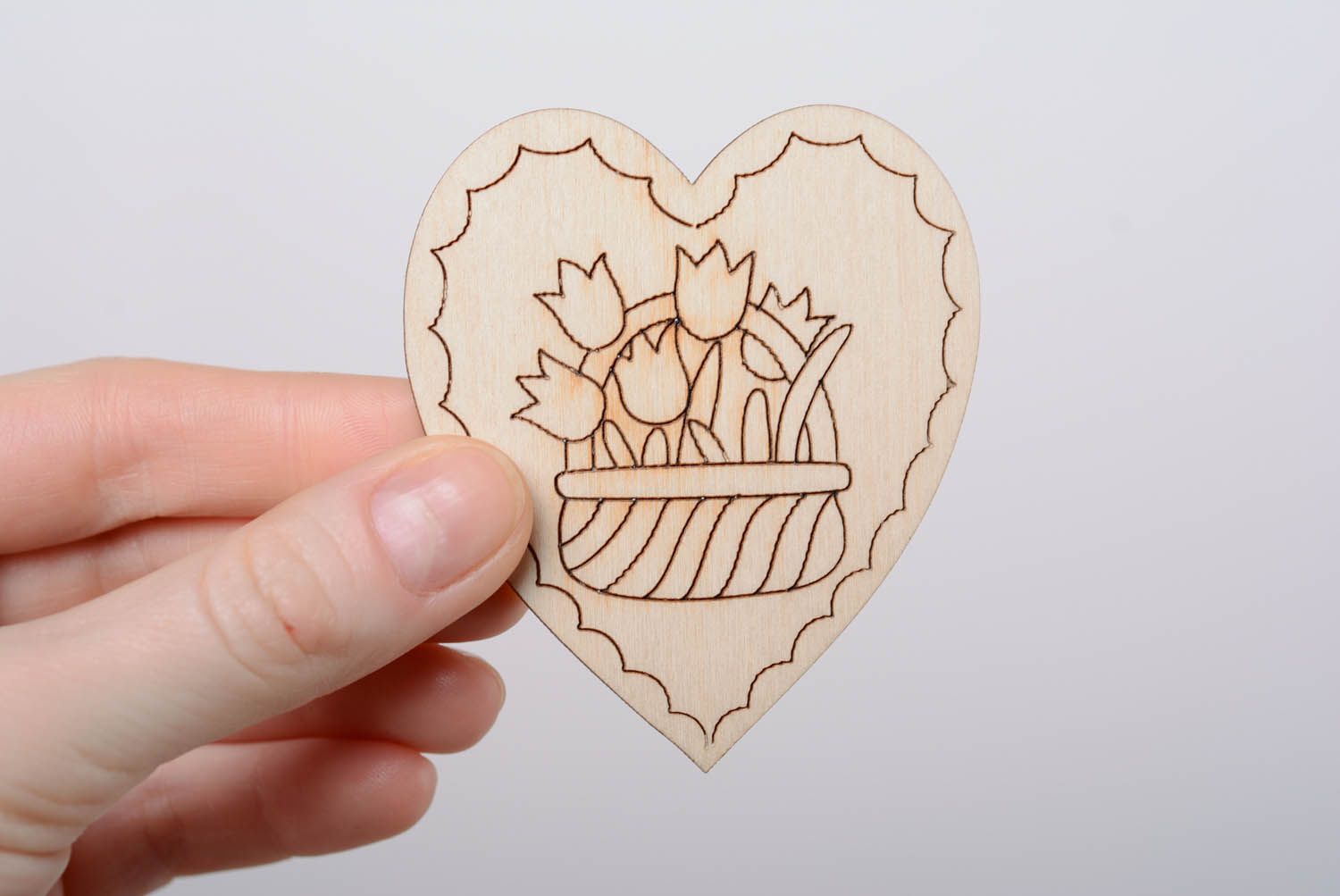 Holz Magnet für Bemalen Herz mit Tulpen foto 4