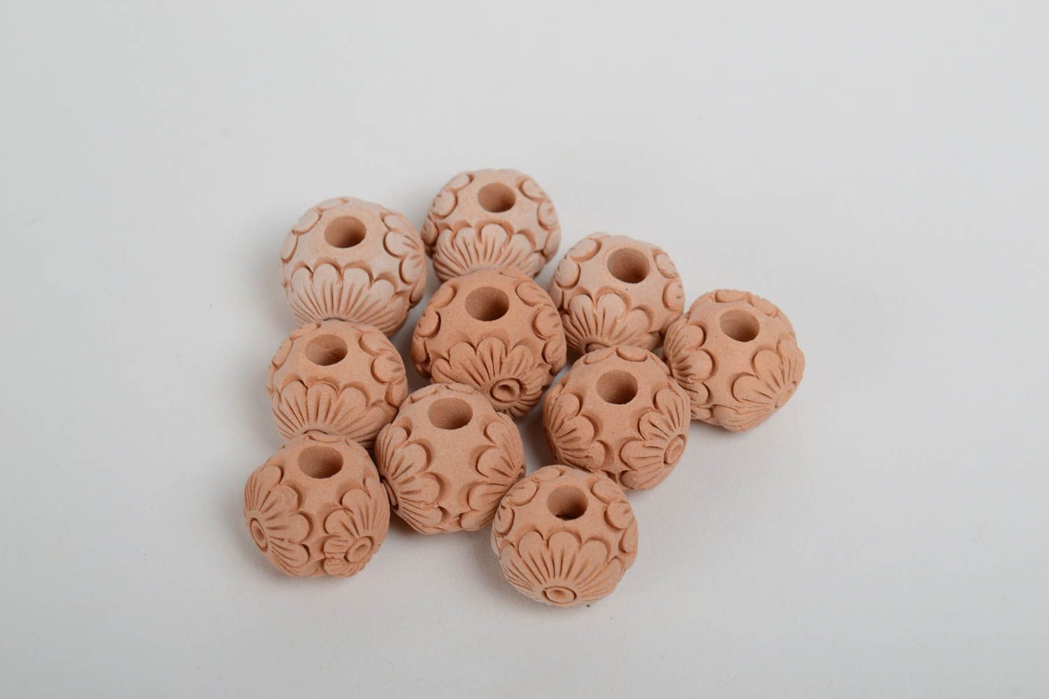 Set of handmade designer clay beads with patterns for creative work DIY jewelry photo 4